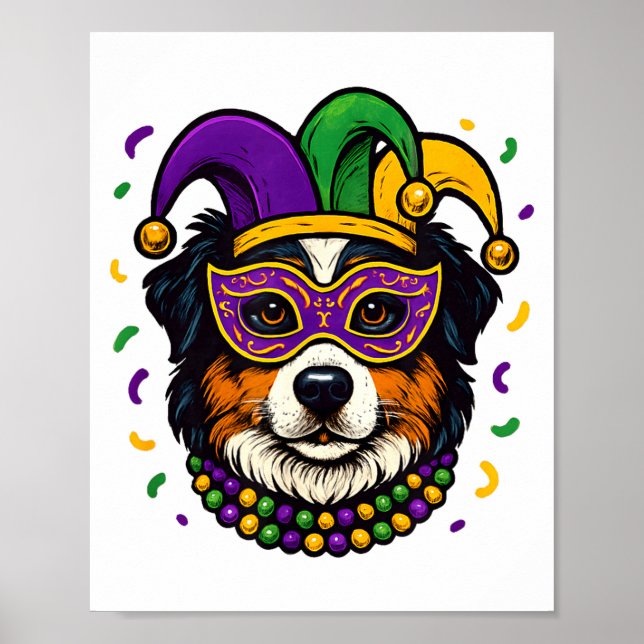 Australian Shepherd Aussie Dog Mardi Gras Carnival Poster (Front)