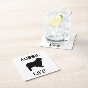 australian shepherd aussie life square paper coaster