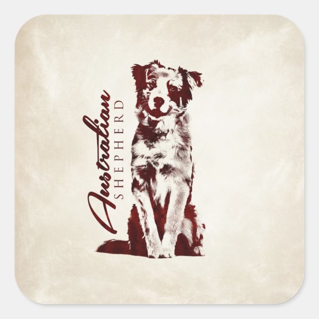 Australian Shepherd  Aussie Square Sticker (Front)
