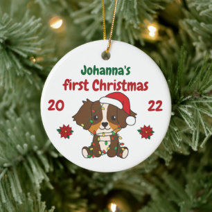 Australian Shepherd Babys first Christmas Ceramic Tree Decoration