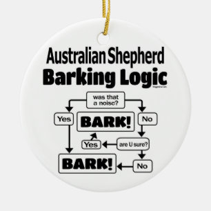 Australian Shepherd Barking Logic Ceramic Tree Decoration