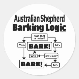 Australian Shepherd Barking Logic Classic Round Sticker