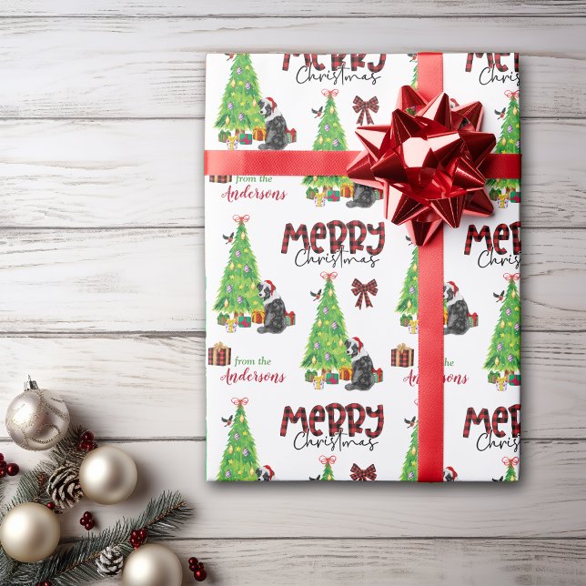 Australian Shepherd, Bird and Christmas Tree Wrapping Paper (Creator Uploaded)