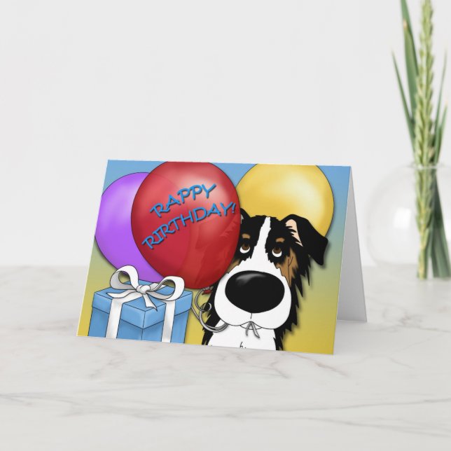 Australian Shepherd Birthday Card (Front)