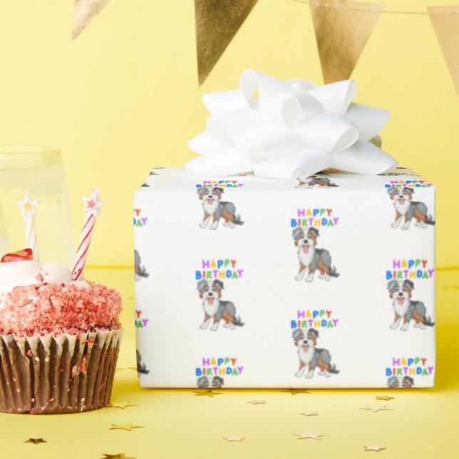 Australian Shepherd Birthday Wrapping Paper (Birthday Party)