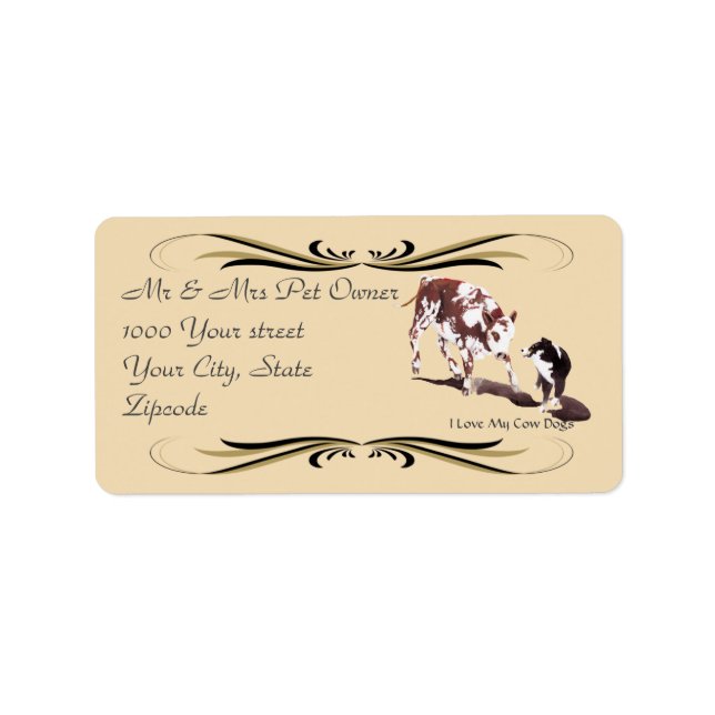Australian Shepherd Black Cowdog Address Label (Front)