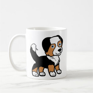 Australian Shepherd Black Tri Cartoon With Tail Coffee Mug
