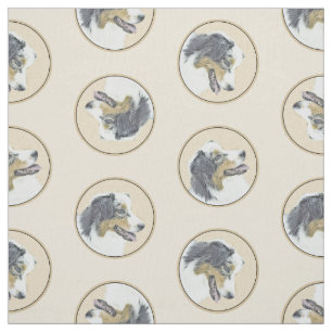 Australian Shepherd Black Tri Painting Dog Art Fabric