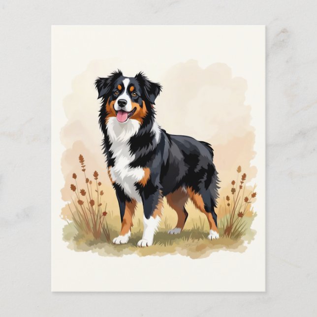Australian Shepherd Black Tricolor Aussie Dog (Front)