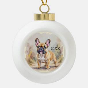 Australian Shepherd Black Tricolor Aussie Dog Ceramic Ball Christmas Ornament