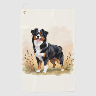 Australian Shepherd Black Tricolor Aussie Dog Golf Towel