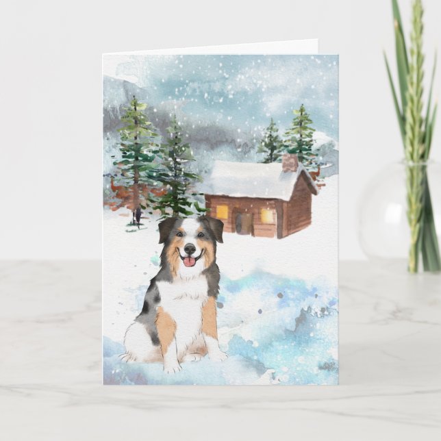 Australian Shepherd (Blue) Christmas Card (Front)