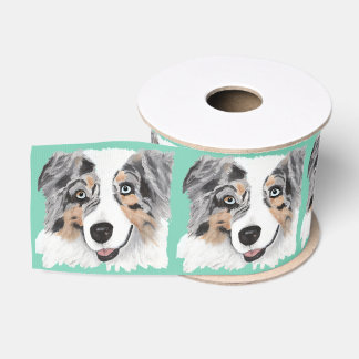 Australian Shepherd Blue Merle Dog Grosgrain Ribbon