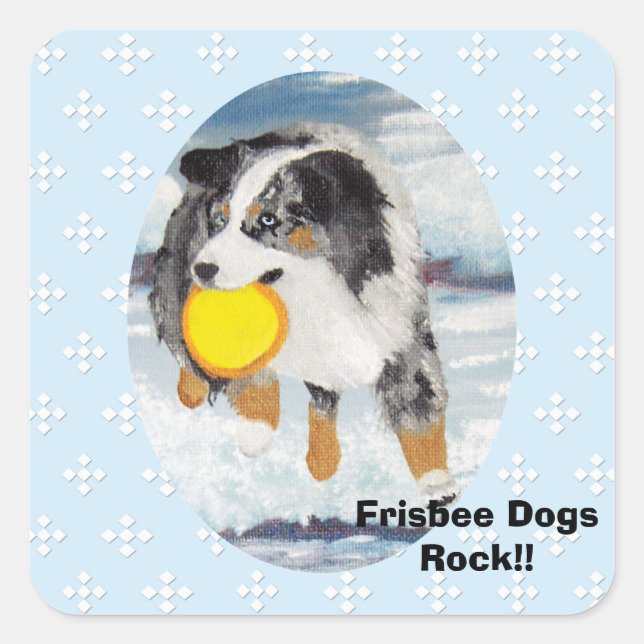 Australian Shepherd - Blue w/ White Diamond Square Sticker (Front)