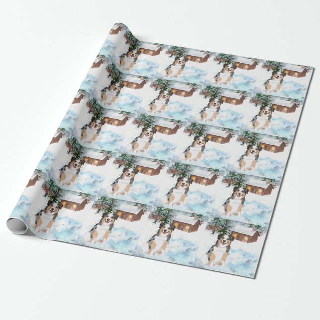 Australian Shepherd (Blue) Wrapping Paper (Unrolled)
