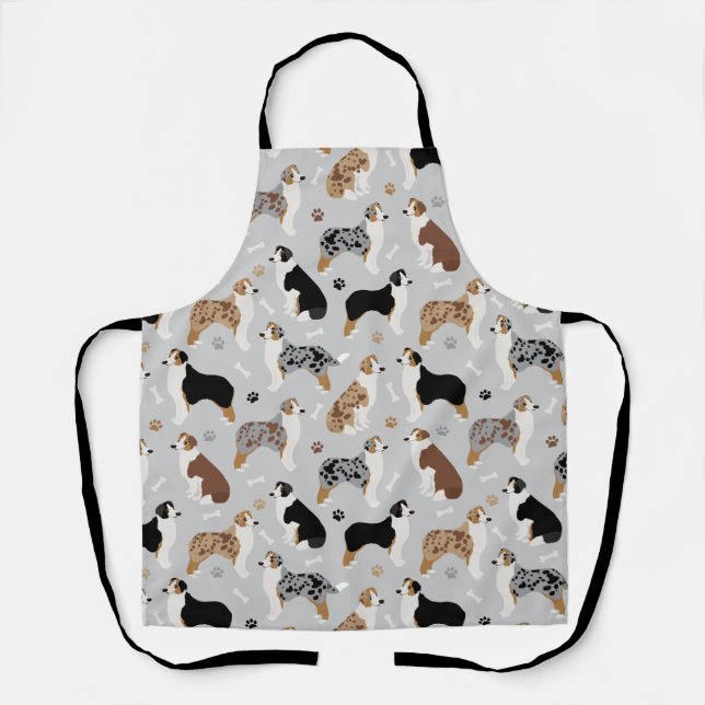 Australian Shepherd Bones and Paws Apron (Front)
