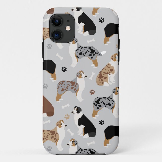 Australian Shepherd Bones and Paws Case-Mate iPhon iPhone Case (Back)