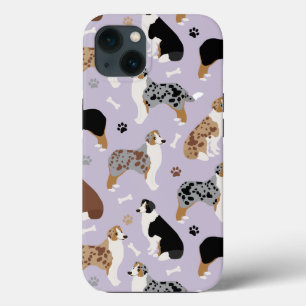 Australian Shepherd Bones and Paws iPhone 13 Case