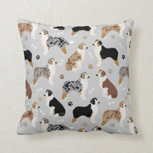 Australian Shepherd Bones and Paws Cushion