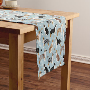 Australian Shepherd Bones and Paws Short Table Runner