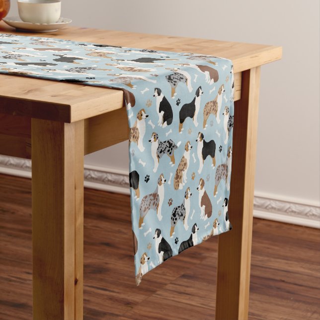 Australian Shepherd Bones and Paws Short Table Runner (In Situ)