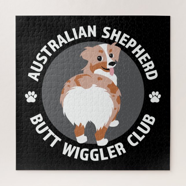 Australian Shepherd Butt Wigglers Club - Red Merle Jigsaw Puzzle (Vertical)