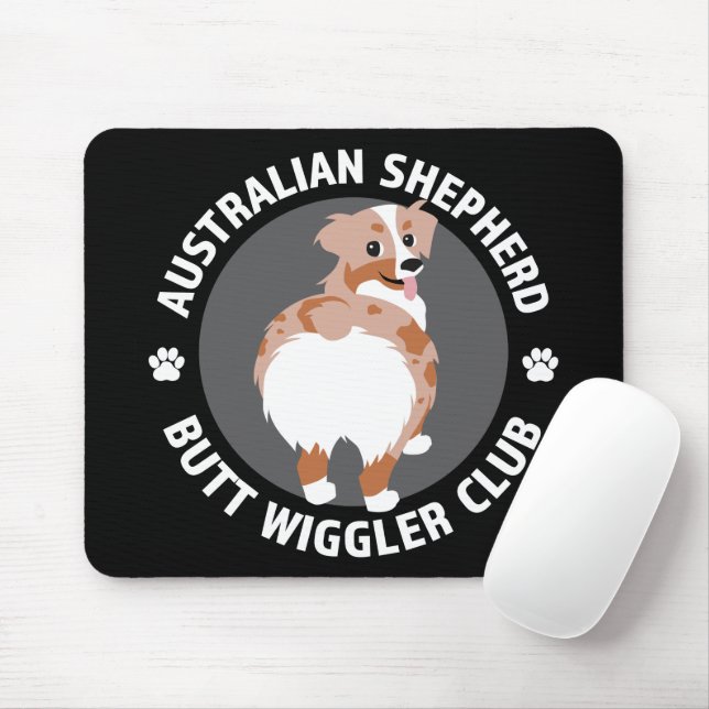 Australian Shepherd Butt Wigglers Club - Red Merle Mouse Pad (With Mouse)