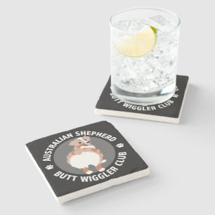 Australian Shepherd Butt Wigglers Club - Red Merle Stone Coaster