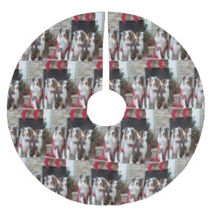 Australian Shepherd by the Fireplace Christmas Brushed Polyester Tree Skirt
