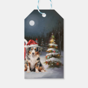 Australian Shepherd Caravan Christmas Adventure Gift Tags