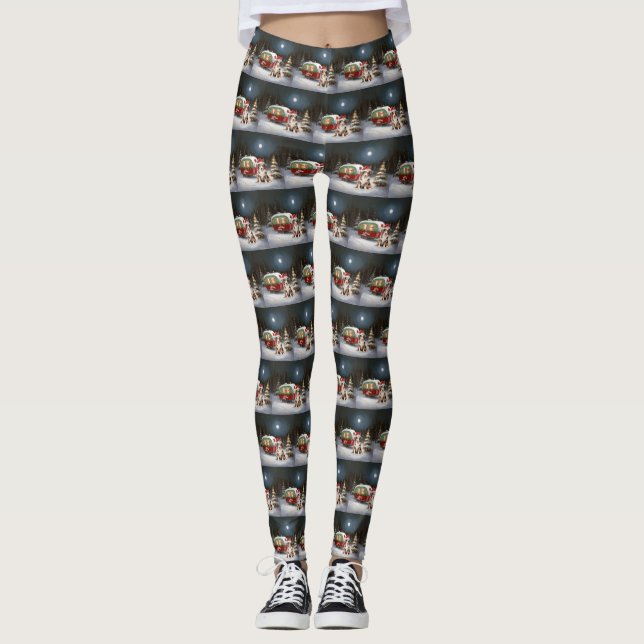 Australian Shepherd Caravan Christmas Adventure Leggings (Front)