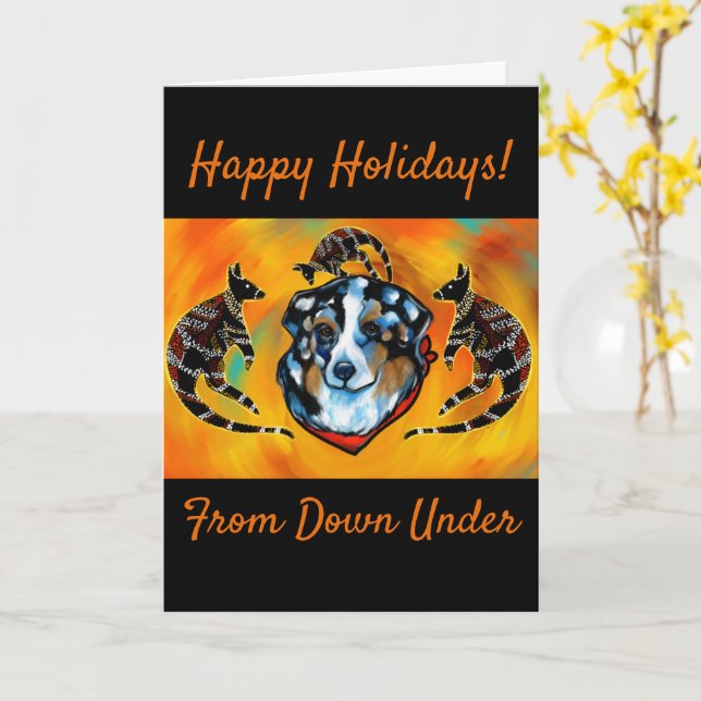 Australian Shepherd  Card (Yellow Flower)
