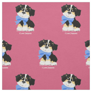 Australian Shepherd Cartoon Puppy fabric