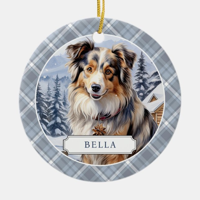 Australian Shepherd Ceramic Circle Ornament (Front)