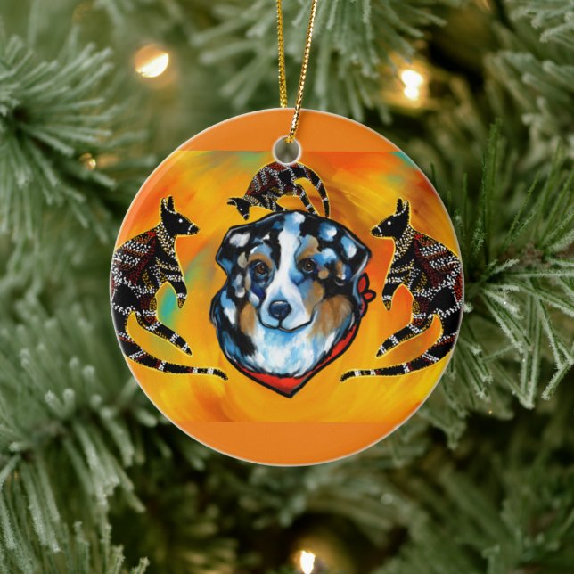 AUSTRALIAN SHEPHERD  CERAMIC TREE DECORATION (Tree)
