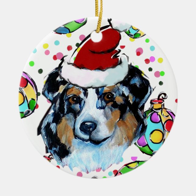AUSTRALIAN SHEPHERD CERAMIC TREE DECORATION (Front)
