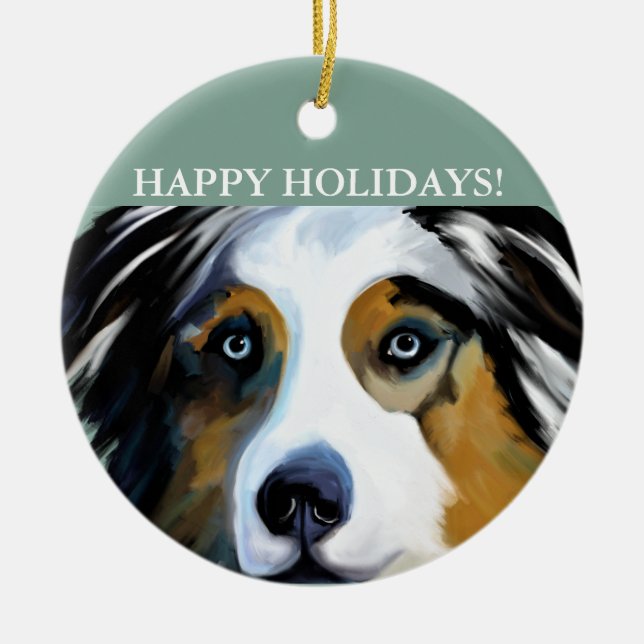 AUSTRALIAN SHEPHERD   CERAMIC TREE DECORATION (Front)