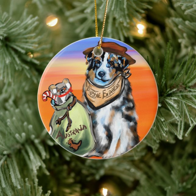 AUSTRALIAN SHEPHERD CERAMIC TREE DECORATION (Tree)