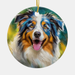 Australian Shepherd Ceramic Tree Decoration