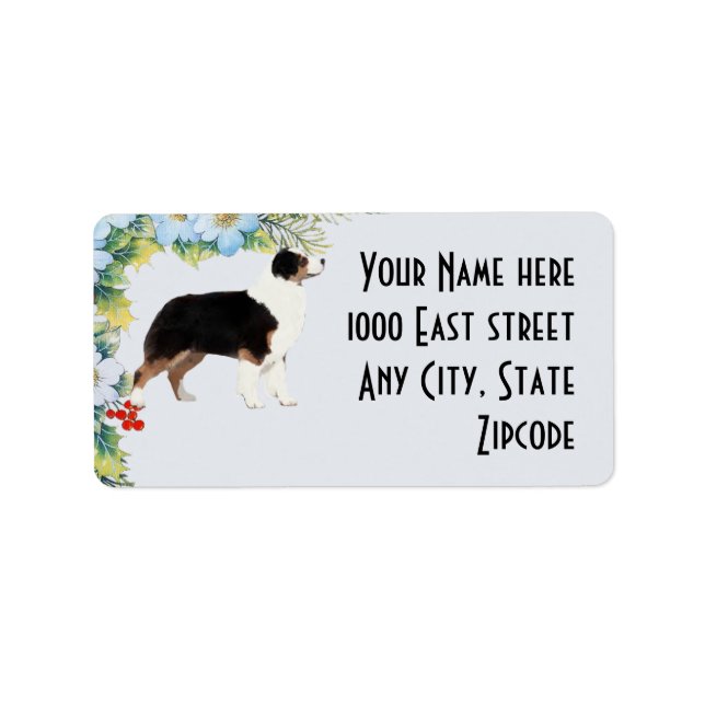 Australian Shepherd Christmas Address Label (Front)