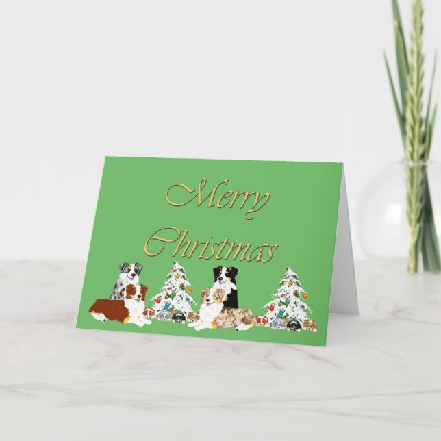 Australian Shepherd Christmas Card (Front)
