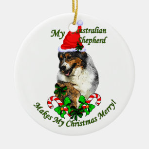 Australian Shepherd Christmas Ceramic Tree Decoration