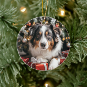 Australian Shepherd Christmas Ceramic Tree Decoration