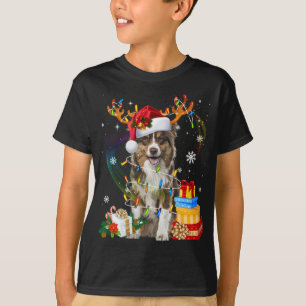 Australian Shepherd Christmas Dog Reindeer Funny X T-Shirt