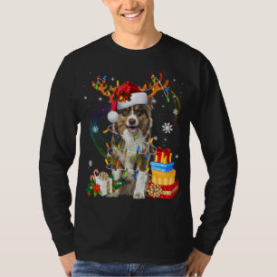 Australian Shepherd Christmas Dog Reindeer Funny X T-Shirt