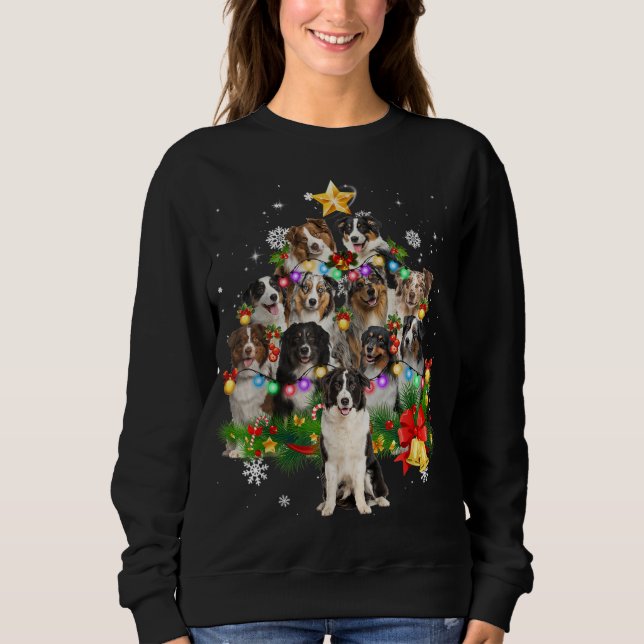 Australian Shepherd Christmas Dog Tree Lights Paja Sweatshirt (Front)