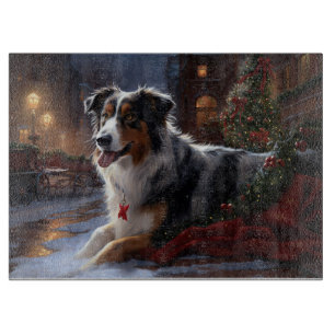 Australian Shepherd Christmas Festive Season  Cutting Board
