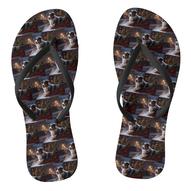 Australian Shepherd Christmas Festive Season  Jandals (Footbed)