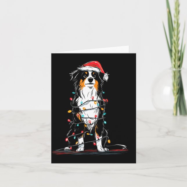 Australian Shepherd Christmas Graphics Dog Lights  Card (Front)