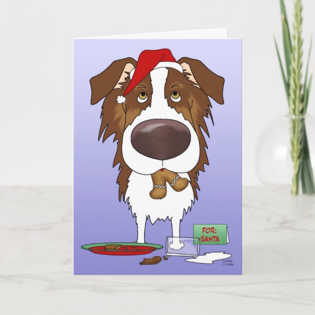 Australian Shepherd Christmas Holiday Card (Front)